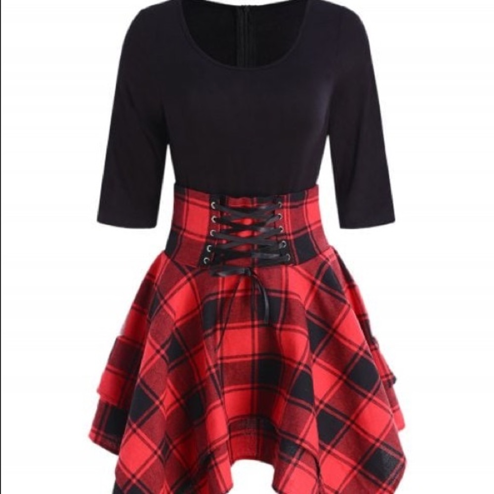 Black and Red Plaid Dress